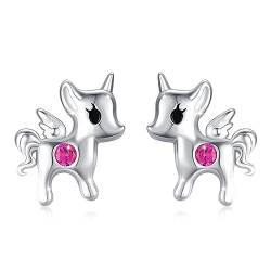 Einhorn Ohrstecker 925 Sterling Silber Niedlicher Tier Einhorn Pferd Ohrringe Einhorn Schmuck Geschenke Für Frauen Mädchen Kinder von Waysles