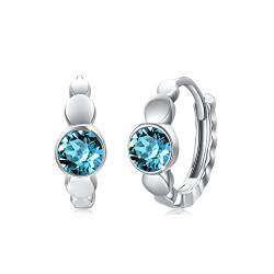 Ohrringe Geburtsstein Dezember 925 Sterling Silber Geburtsstein Klein Creolen Blau Zirkonia birthstone Hinged Klapp Creolen für Damen Kinder 10 mm von Waysles