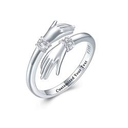 Personalisierter Umarmung Ring Damen 925 Sterling Silber Verstellbar Zirkonia Umarmende Hände Öffnen Ring Verlobungsring Damen von Waysles