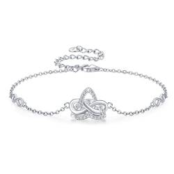 Waysles Keltisches Armband Damen 925 Sterling Silber Verstellbares Dreieckiger keltische Knoten Armband mit Unendlichkeit Symbol für Mädchen Kinder 7 + 2 IN von Waysles