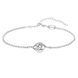 Waysles Mädchen und Pferd Armband 925 Sterling Silber verstellbares Pferdearmband Vintage Twisted Armband Mädchen Pferd Schmuck Geschenk für Frauen Mädchen Pferde Liebhaber, mit Zirkonia von Waysles