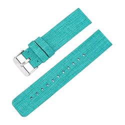 Universelles Armband, 12–22 mm, for Herren und Damen, in Bonbonfarben, gewebtes Nylon-Leinwand-Uhrenarmband, Ersatz, elegantes Schweißabsort-Armband ( Color : Aquamarine silvery Clasp , Size : 14mm ) von WchsTUmpxN