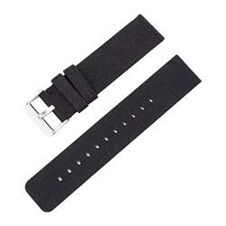 Universelles Armband, 12–22 mm, for Herren und Damen, in Bonbonfarben, gewebtes Nylon-Leinwand-Uhrenarmband, Ersatz, elegantes Schweißabsort-Armband ( Color : Black silvery Clasp , Size : 14mm ) von WchsTUmpxN