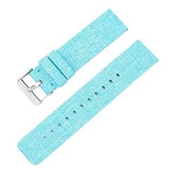 Universelles Armband, 12–22 mm, for Herren und Damen, in Bonbonfarben, gewebtes Nylon-Leinwand-Uhrenarmband, Ersatz, elegantes Schweißabsort-Armband ( Color : Light Blue silvery Clasp , Size : 14mm ) von WchsTUmpxN