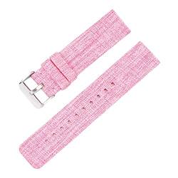 Universelles Armband, 12–22 mm, for Herren und Damen, in Bonbonfarben, gewebtes Nylon-Leinwand-Uhrenarmband, Ersatz, elegantes Schweißabsort-Armband ( Color : Pink silvery Clasp , Size : 12mm ) von WchsTUmpxN