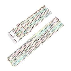 Universelles Armband, 12–22 mm, for Herren und Damen, in Bonbonfarben, gewebtes Nylon-Leinwand-Uhrenarmband, Ersatz, elegantes Schweißabsort-Armband ( Color : Rainbow silvery Clasp , Size : 12mm ) von WchsTUmpxN