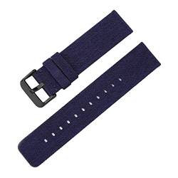 Universelles Armband, 12–22 mm, for Herren und Damen, in Bonbonfarben, gewebtes Nylon-Leinwand-Uhrenarmband, Ersatz, elegantes Schweißabsort-Armband ( Color : Royal Blue black Clasp , Size : 12mm ) von WchsTUmpxN