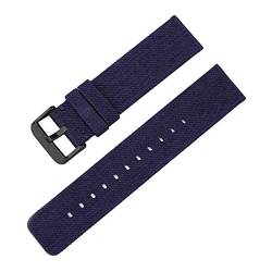 Universelles Armband, 12–22 mm, for Herren und Damen, in Bonbonfarben, gewebtes Nylon-Leinwand-Uhrenarmband, Ersatz, elegantes Schweißabsort-Armband ( Color : Royal Blue black Clasp , Size : 14mm ) von WchsTUmpxN