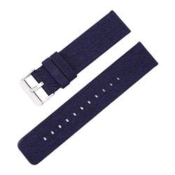 Universelles Armband, 12–22 mm, for Herren und Damen, in Bonbonfarben, gewebtes Nylon-Leinwand-Uhrenarmband, Ersatz, elegantes Schweißabsort-Armband ( Color : Royal Blue silvery Clasp , Size : 12mm ) von WchsTUmpxN