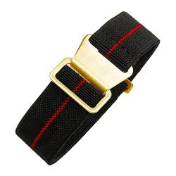 Universelles Armband, 18/20/22 mm, hautfreundliches Retro-Uhrenarmband for Herren und Damen, französische Armee, Nato-Fallschirm-elastisches Nylon-Armband ( Color : Black With Red gold Claspen , Size von WchsTUmpxN