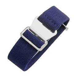 Universelles Armband, 18/20/22 mm, hautfreundliches Retro-Uhrenarmband for Herren und Damen, französische Armee, Nato-Fallschirm-elastisches Nylon-Armband ( Color : Blue silvery Clasp , Size : 22mm ) von WchsTUmpxN