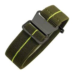 Universelles Armband, 18/20/22 mm, hautfreundliches Retro-Uhrenarmband for Herren und Damen, französische Armee, Nato-Fallschirm-elastisches Nylon-Armband ( Color : Green With Yellow black Clasp , Siz von WchsTUmpxN