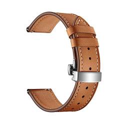 Universelles Armband, 20 mm/22 mm Damen Herren Elegantes Echtleder-Uhrenarmband Schnellverschluss-Schmetterlingsschnalle Hautfreundliches, atmungsaktives Ersatzarmband ( Color : Brown Watchband With S von WchsTUmpxN