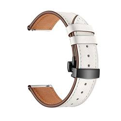 Universelles Armband, 20 mm/22 mm Damen Herren Elegantes Echtleder-Uhrenarmband Schnellverschluss-Schmetterlingsschnalle Hautfreundliches, atmungsaktives Ersatzarmband ( Color : White Watchband With B von WchsTUmpxN