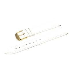 WchsTUmpxN 12/14/16/18/19/20/21/22/24 mm, buntes Echtleder-Bambusmuster, Armband for Herren und Damen, wasserdicht, Ersatz for Handgelenk (Color : White Watchband With Gold Buckle, Size : von WchsTUmpxN