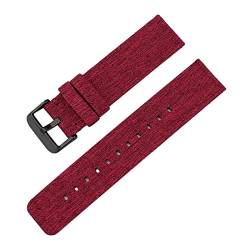 WchsTUmpxN Universelles Armband, 12–22 mm, for Herren und Damen, in Bonbonfarben, gewebtes Nylon-Leinwand-Uhrenarmband, Ersatz, elegantes Schweißabsort-Armband (Color : Red black Clasp, Size : 14mm) von WchsTUmpxN