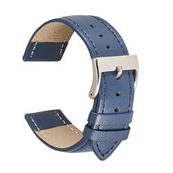 WchsTUmpxN Universelles Armband, 16/18/20/22 mm, elegante, bunte Echtleder-Uhrenarmbänder mit Edelstahlverschluss, Armbanduhr-Armband-Zubehör (Color : Blue, Size : 18mm) von WchsTUmpxN