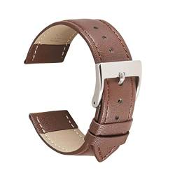 WchsTUmpxN Universelles Armband, 16/18/20/22 mm, elegante, bunte Echtleder-Uhrenarmbänder mit Edelstahlverschluss, Armbanduhr-Armband-Zubehör (Color : Brown, Size : 22mm) von WchsTUmpxN