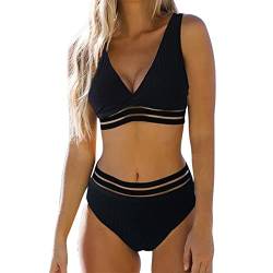 Bandeau Bikini Damen Women's Bikini Set Cut-Out Bustier Bikini Top Stripes Swimwear Two Piece Swimsuit Twist Knot Bikini MäDchen 116 Lace Swimwear Badeanzug Damen von Wdgfv