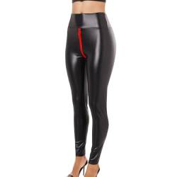 Damen Kunstleder Leggings Kunstleder Leggings Damen High Waist Sexy Leder Leggings Lederoptik Push Up Strumpfhosen Lederhose Sporthose Lederhose Leder Leggings Lederimitat Hose High Waist von Wdgfv