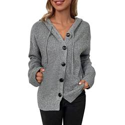 Wdgfv Strickjacke Damen,Damen Strickjacke Herbst Langarm Casual Offene Front Cardigan Lose Mantel Strickpullover mit Taschen Tops von Wdgfv