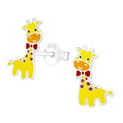 Silberne Kinderohrringe | Ohrringe Mädchen | Silberne Ohrstecker, Giraffe mit Schleife | WeLoveSilver von WeLoveSilver