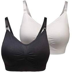 Wealsex Damen Still-BH Schwangerschaft Still BHS ohne Bügel Nahtlose Komfort Große Größe BH (Weiß+Schwarz,2XL) von Wealsex