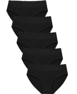 Baumwollhöschen für Frauen Bikini Unterwäsche Hipster Unterhose Spitze Slip Pack, Schwarze Baumwollunterwäsche, M von Wealurre