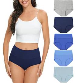 Unterhosen Damen Baumwolle Hohe Taille Slips Damen Atmungsaktiv Panties Weich Frauen Unterwäsche 5er Pack von Wealurre