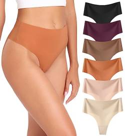 Wealurre Tanga Damen String Seamless Slips Damen High Waist Unterwäsche Nahtlose Unsichtbarer Unterwäsche Frauen Mehrpack 6er Pack,Verlaufsfarbe,L von Wealurre