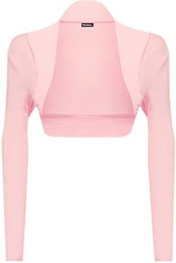 Damen Übergröße Einfarbig Langärmelig Bauchfrei Damen Bolero Schulterjäckchen Strickjacke Top - Rosa, ML 40-42 von WearAll