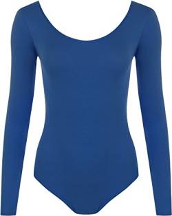 WearAll - Damen Body elastisch Langarm Bodysuit Top - Blau - 36-38 von WearAll