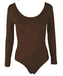 WearAll - Damen Body elastisch Langarm Bodysuit Top - Braun - 36-38 von WearAll