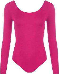 WearAll - Damen Body elastisch Langarm Bodysuit Top - Cerise - 40-42 von WearAll