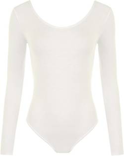 WearAll - Damen Body elastisch Langarm Bodysuit Top - Crème - 36-38 von WearAll