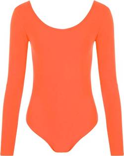 WearAll - Damen Body elastisch Langarm Bodysuit Top - Fluoreszierend Orange - 40-42 von WearAll