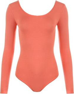 WearAll - Damen Body elastisch Langarm Bodysuit Top - Koralle - 40-42 von WearAll