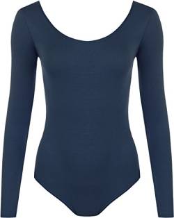 WearAll - Damen Body elastisch Langarm Bodysuit Top - Marineblau - 36-38 von WearAll