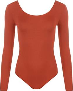 WearAll - Damen Body elastisch Langarm Bodysuit Top - Rost - 40-42 von WearAll