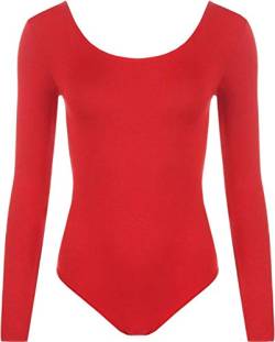 WearAll - Damen Body elastisch Langarm Bodysuit Top - Rot - 36-38 von WearAll