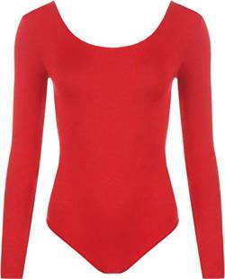 WearAll - Damen Body elastisch Langarm Bodysuit Top - Rot - 40-42 von WearAll