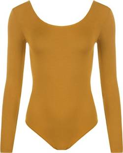 WearAll - Damen Body elastisch Langarm Bodysuit Top - Senf - 40-42 von WearAll