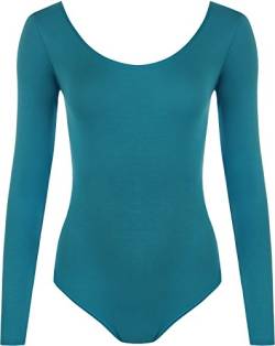 WearAll - Damen Body elastisch Langarm Bodysuit Top - Teal - 36-38 von WearAll