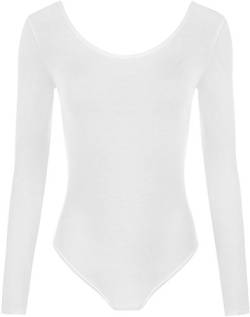 WearAll - Damen Body elastisch Langarm Bodysuit Top - Weiß - 40-42 von WearAll