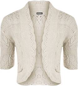 WearAll - Damen Bolero Gestrickt Kurzarm - Beige - 40-42 von WearAll