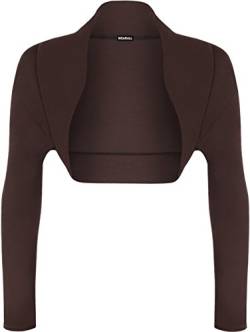 WearAll - Damen Bolero Langarm Top - Dunkelbraun - 40-42 von WearAll