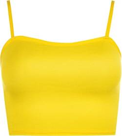 WearAll - Damen Camisole Träger Crop Bralet Vest Top - Gelb - 36-38 von WearAll