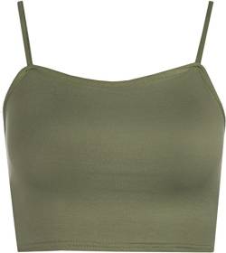 WearAll - Damen Camisole Träger Crop Bralet Vest Top - Khaki - 36-38 von WearAll