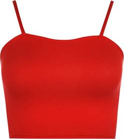 WearAll - Damen Camisole Träger Crop Bralet Vest Top - Rot - 36-38 von WearAll