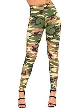 WearAll - Damen Camouflage Leggings in voller länge Langen Armee Druck Knöchel - Grün - 40 bis 42 von WearAll